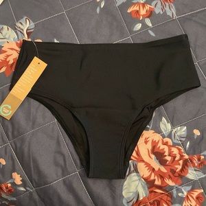 Seea Brasilia High Waist Bikini Bottom in Black size Small